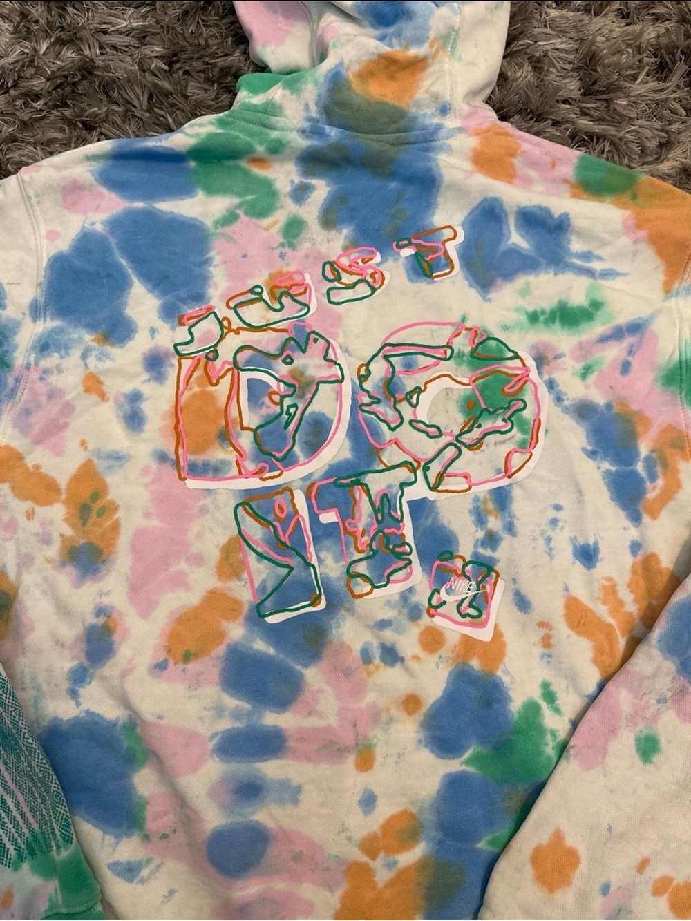 Nike Pastel Tie-Dye Hoodie in Blue, Green, Pink, Orange - Picture 5 of 5